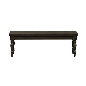Pemberly Row Black Backless Bench with Turned Legs and Nylon Glides