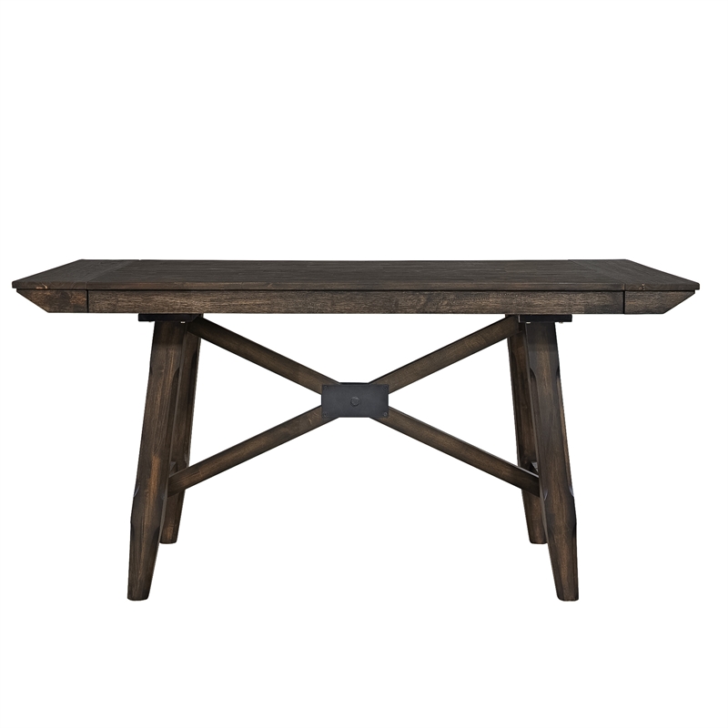 Pemberly Row 6 Piece Gathering Table Set with 12 Inch Leaves in Brown