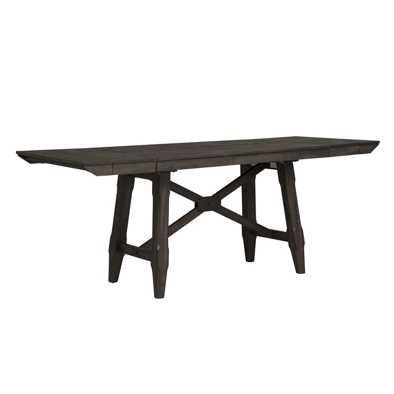 Pemberly Row 6 Piece Gathering Table Set with 12 Inch Leaves in Brown