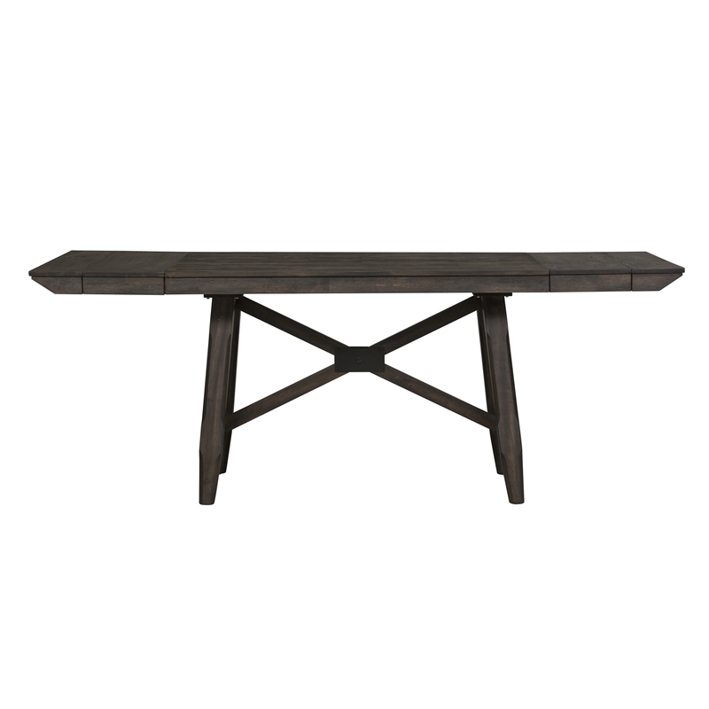 Pemberly Row 6 Piece Gathering Table Set with 12 Inch Leaves in Brown