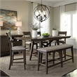 Pemberly Row 6 Piece Gathering Table Set with 12 Inch Leaves in Brown