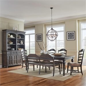 Pemberly Row 6 Piece Rectangular Table Set with Ladder Back Chairs