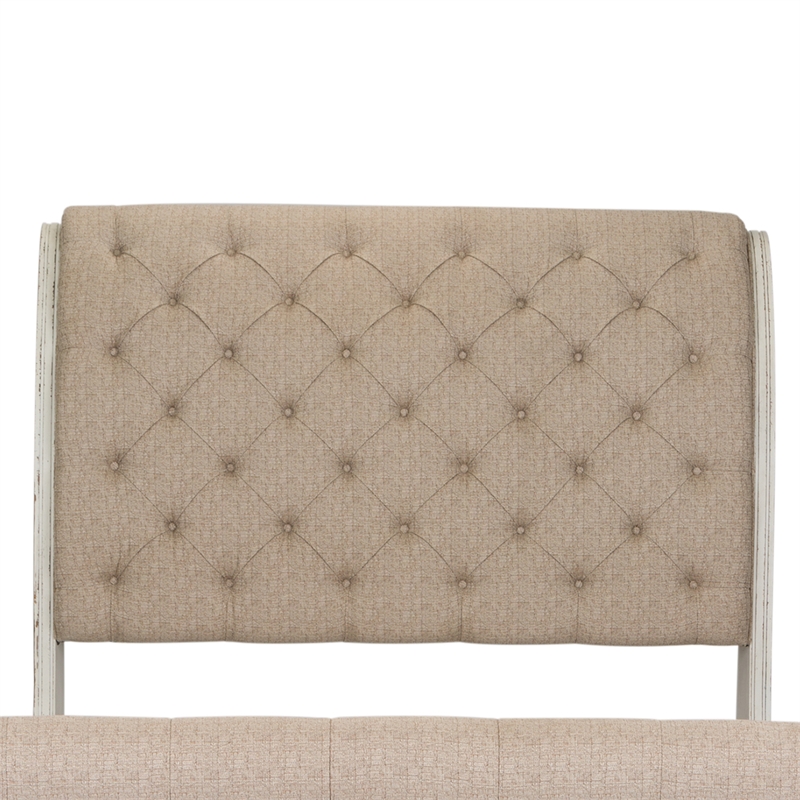 Pemberly Row White King Upholstered Sleigh Headboard with Dovetail