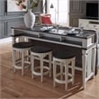Pemberly Row White Console Stool with Footrest and Pine Solids