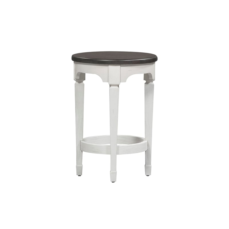 Pemberly Row White Console Stool with Footrest and Pine Solids