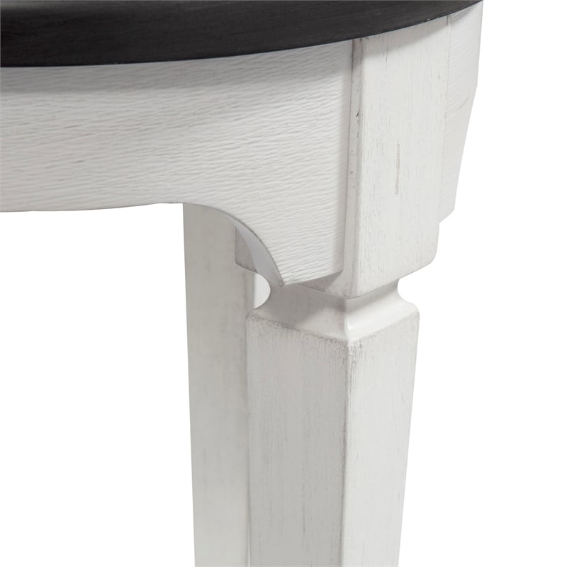 Pemberly Row White Console Stool with Footrest and Pine Solids