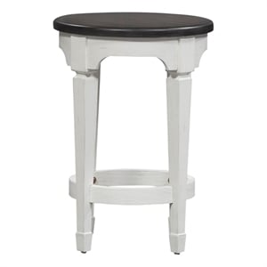 Pemberly Row White Console Stool with Footrest and Pine Solids