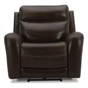 Pemberly Row Blair Transitional Leather Power Recliner in Brown