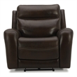 Pemberly Row Blair Transitional Leather Power Recliner in Brown