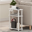 Pemberly Row 3-Tier Slim Toolless End Table with Storage Shelf in White