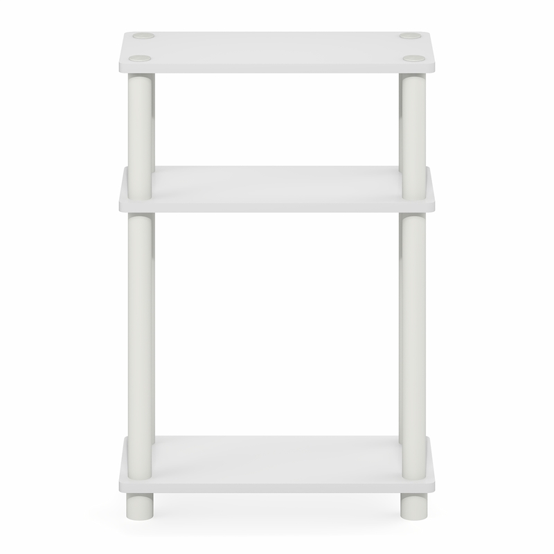 Pemberly Row 3-Tier Slim Toolless End Table with Storage Shelf in White