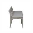 Pemberly Row White Upholstered Wood Bench with Distressing in Gray