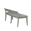 Pemberly Row White Upholstered Wood Bench with Distressing in Gray
