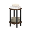 Pemberly Row 2-Tier Round Wooden End Table with Rounded Edges in Amber Pine