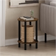 Pemberly Row 2-Tier Round Wooden End Table with Rounded Edges in Amber Pine