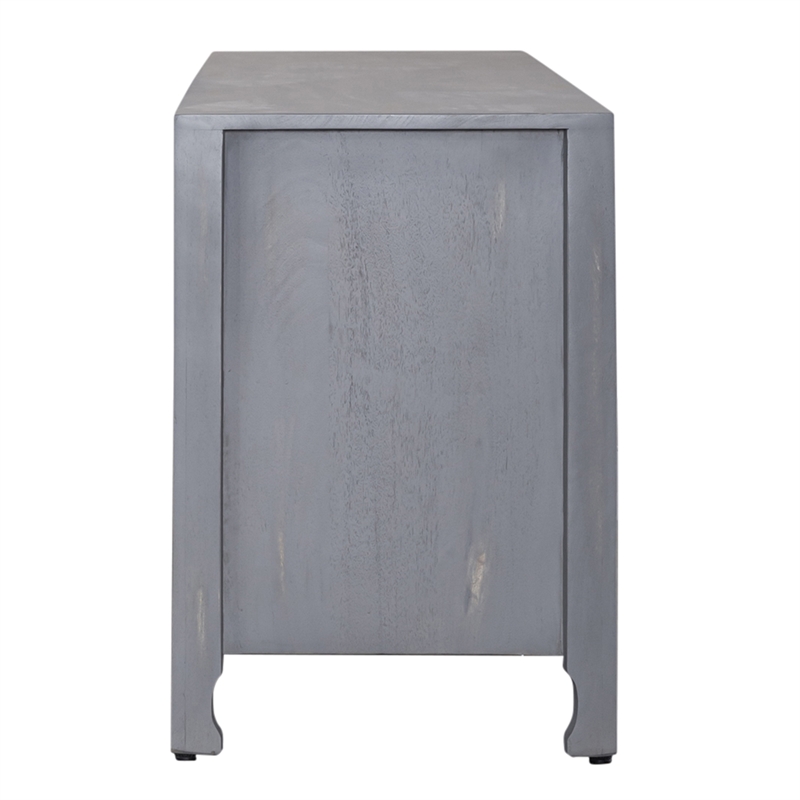 Pemberly Row Multi 65 Inch 3 Door Accent TV Stand with Carved Doors