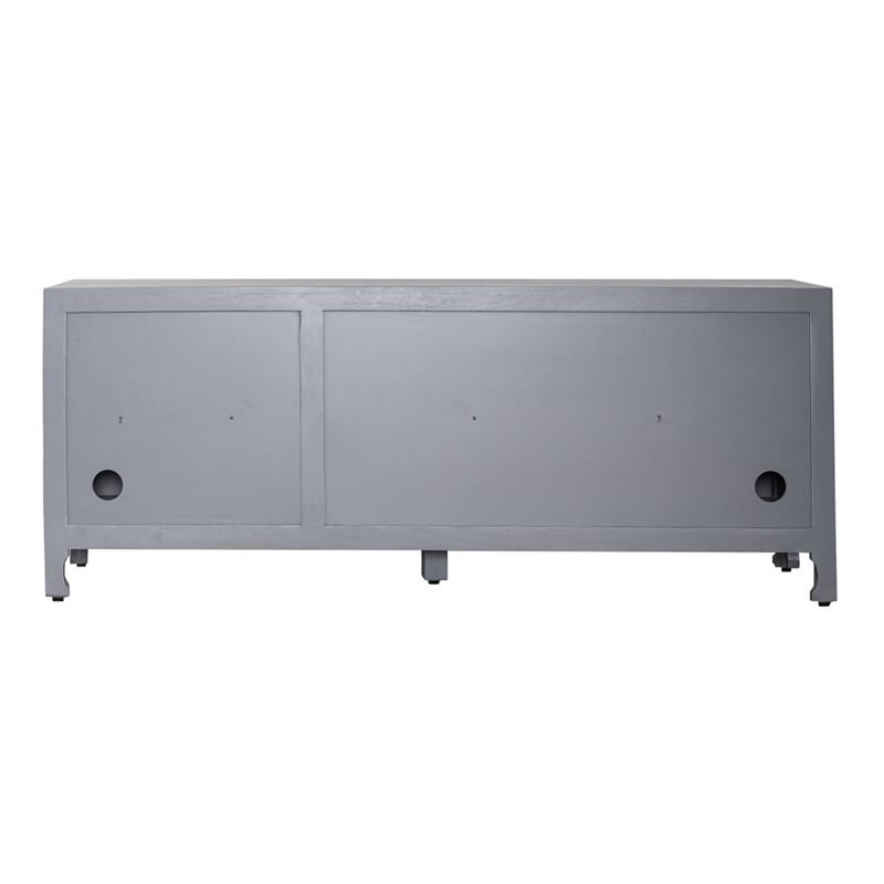 Pemberly Row Multi 65 Inch 3 Door Accent TV Stand with Carved Doors