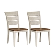 Pemberly Row White Ladder Back Side Chair Set of 2 with Tapered Legs