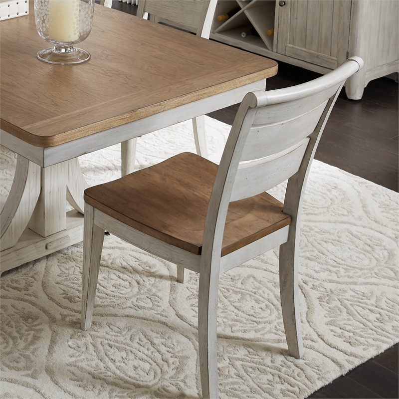 Pemberly Row White Ladder Back Side Chair Set of 2 with Tapered Legs