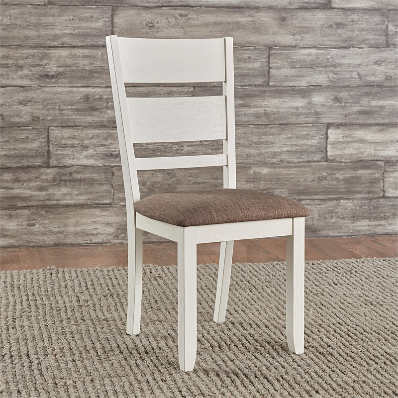 Pemberly Row Slat Back Upholstered Side Chair Set of 2 in Grey Linen