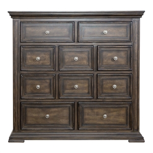 Pemberly Row Light Brown 10 Drawer Chesser with Felt Lined Top Drawers
