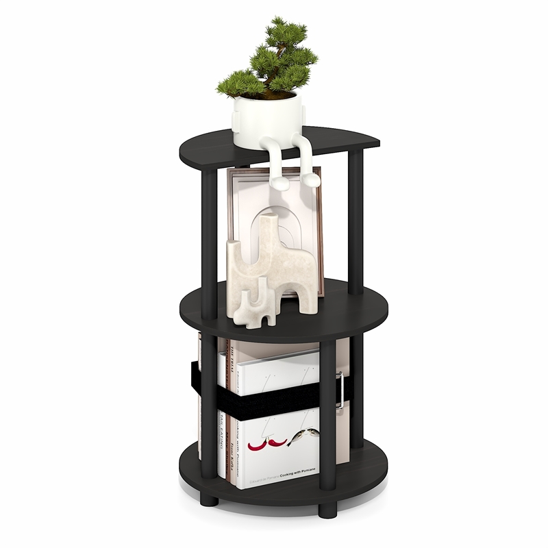 Pemberly Row 3-Tier Half Round Toolless End Table in Espresso