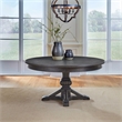 Pemberly Row 5 Piece Pedestal Table Set with Ladder Back Chairs in Brown