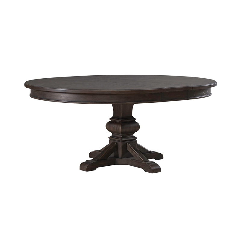 Pemberly Row 5 Piece Pedestal Table Set with Ladder Back Chairs in Brown
