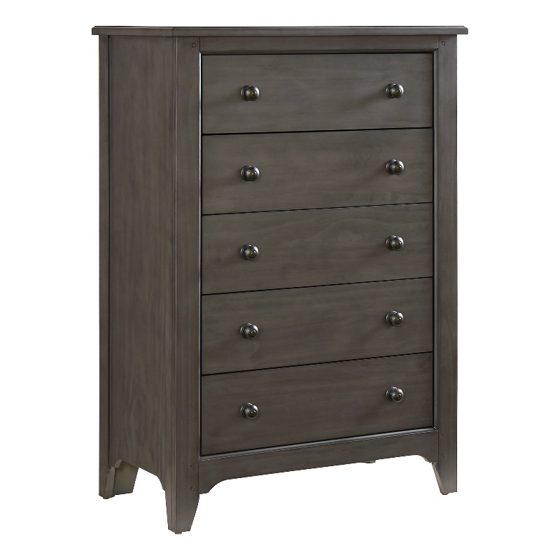 Pemberly Row Taylor 5-Drawer Chest with Metal Slides in Dusk