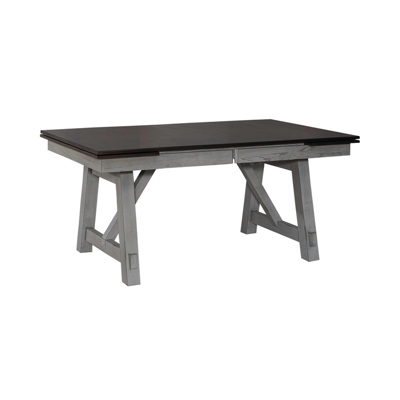 Pemberly Row 5 Piece Trestle Table Set with Splat Back Chairs in Gray
