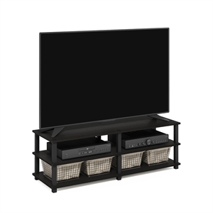 Pemberly Row No Tools 3-Tier Entertainment TV Stand in Espresso/Black