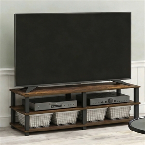 Pemberly Row 3-Tier Entertainment Center for TVs up to 46&quot in Amber Pine