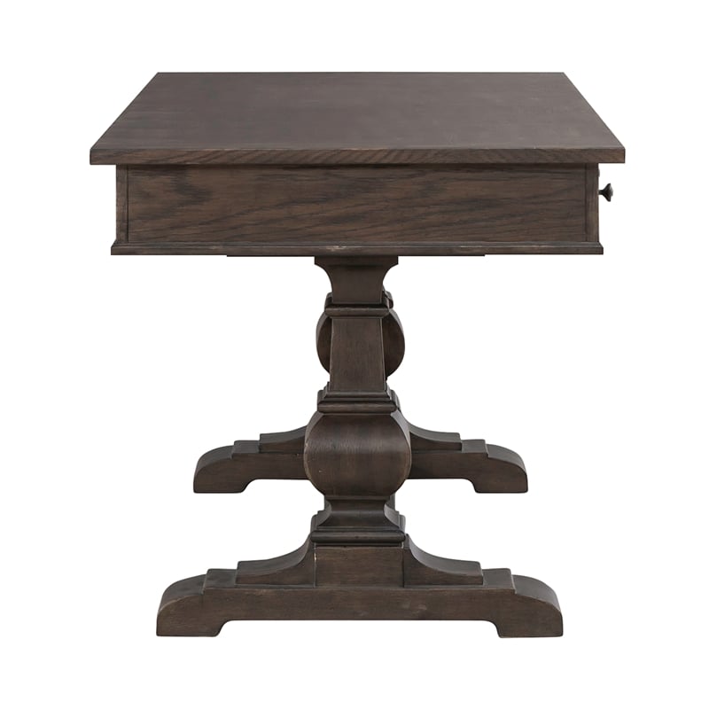 Pemberly Row Writing Desk with Bread Board Top and Keyboard Tray in Brown