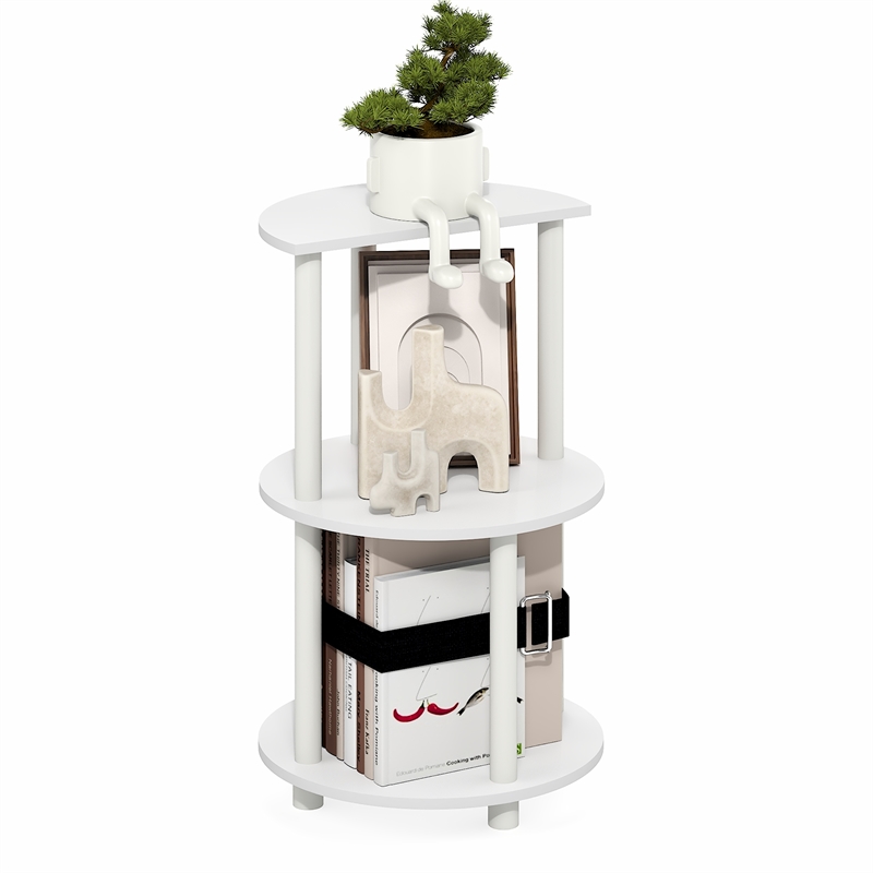 Pemberly Row 3-Tier Half Round Toolless End Table with Shelves in White