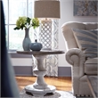 Pemberly Row White Round End Table with Heavy Planked Top and Distressing