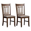 Pemberly Row Medium Brown Lattice Back Side Chair Set of 2 with Linen