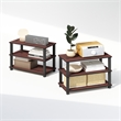 Pemberly Row Set of 2 3-Tier Stackable Corner Storage Shelf in Cherry Oak