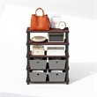 Pemberly Row Set of 2 3-Tier Stackable Corner Storage Shelf in Cherry Oak