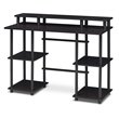 Pemberly Row Wood Computer Desk with Top Shelf in Espresso/Black