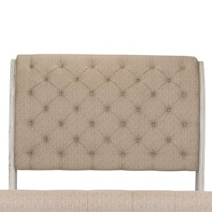 Pemberly Row White Queen Upholstered Sleigh Headboard with Dovetail