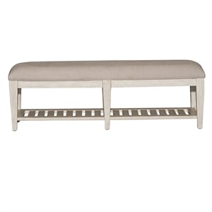 Pemberly Row White Bed Bench with Tapered Feet and Slatted Shelf