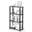 Pemberly Row Wood 4-Tier Shelf Display Rack in French Oak Gray/Black