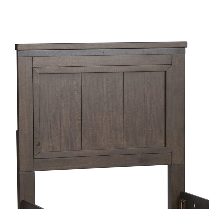 Pemberly Row Dark Gray Twin Panel Headboard with Dovetail Drawers