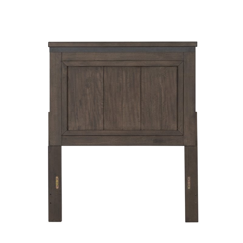 Pemberly Row Dark Gray Twin Panel Headboard with Dovetail Drawers