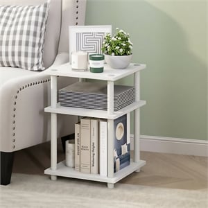 Pemberly Row 3-Tier Square Toolless End Table with Rounded Corners in White