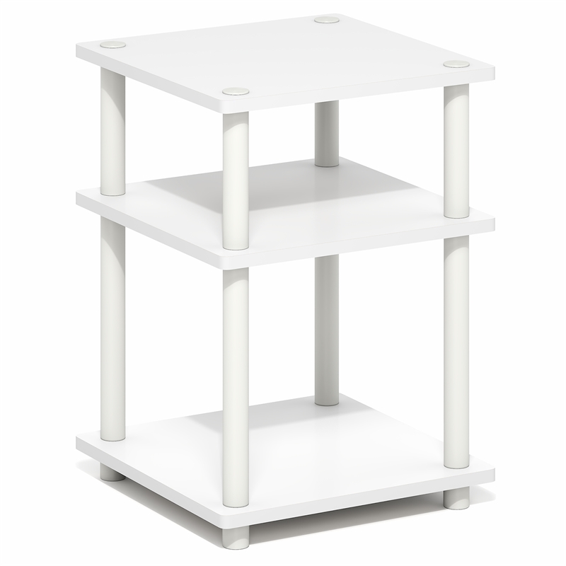 Pemberly Row 3-Tier Square Toolless End Table with Rounded Corners in White