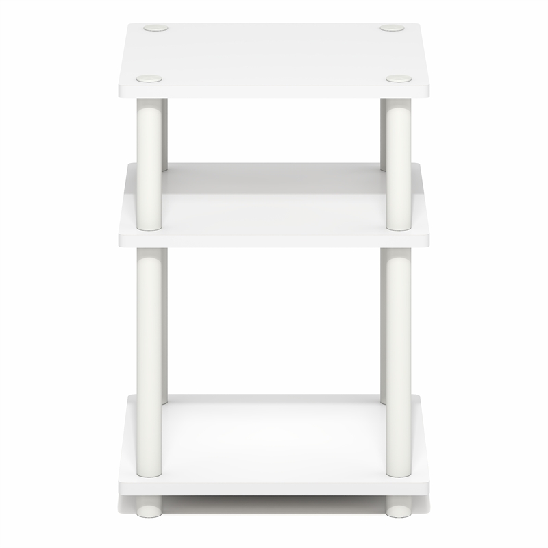Pemberly Row 3-Tier Square Toolless End Table with Rounded Corners in White