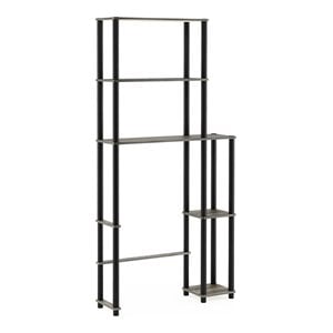 Pemberly Row Wood Toilet Space Saver with 5 Shelves in Oak Gray/Black