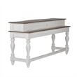 Pemberly Row White Console Bar Table with Fancy Face Top and Dovetail