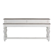 Pemberly Row White Console Bar Table with Fancy Face Top and Dovetail